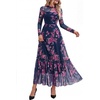 image:imageBTFBM Boho Mesh Long Sleeve Dress for WomenFloral Navy Pink