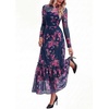 image:imageBTFBM Boho Mesh Long Sleeve Dress for WomenFloral Navy Pink
