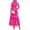 image:imageBTFBM Boho Mesh Long Sleeve Dress for WomenFloral Pink