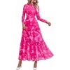 image:imageBTFBM Boho Mesh Long Sleeve Dress for WomenFloral Pink