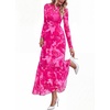 image:imageBTFBM Boho Mesh Long Sleeve Dress for WomenFloral Pink