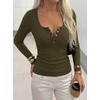 image:imageBTFBM Henley Shirts for Women Ribbed V Neck Long Sleeve TopsArmy Green