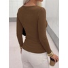 image:imageBTFBM Henley Shirts for Women Ribbed V Neck Long Sleeve TopsBrown