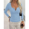image:imageBTFBM Henley Shirts for Women Ribbed V Neck Long Sleeve TopsLight Blue