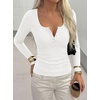 image:imageBTFBM Henley Shirts for Women Ribbed V Neck Long Sleeve TopsWhite