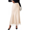 image:imageBTFBM Lace Trim Satin Skirts for Women ElegantBeige