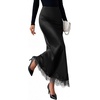image:imageBTFBM Lace Trim Satin Skirts for Women ElegantBlack