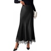 image:imageBTFBM Lace Trim Satin Skirts for Women ElegantBlack