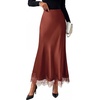 image:imageBTFBM Lace Trim Satin Skirts for Women ElegantBrown