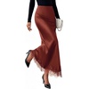 image:imageBTFBM Lace Trim Satin Skirts for Women ElegantBrown