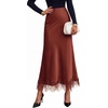 image:imageBTFBM Lace Trim Satin Skirts for Women ElegantBrown