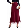 image:imageBTFBM Lace Trim Satin Skirts for Women ElegantBurgundy