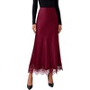 image:imageBTFBM Lace Trim Satin Skirts for Women ElegantBurgundy