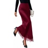 image:imageBTFBM Lace Trim Satin Skirts for Women ElegantBurgundy