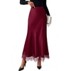 image:imageBTFBM Lace Trim Satin Skirts for Women ElegantBurgundy