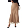 image:imageBTFBM Lace Trim Satin Skirts for Women ElegantCoffee