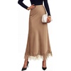 image:imageBTFBM Lace Trim Satin Skirts for Women ElegantCoffee