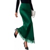 image:imageBTFBM Lace Trim Satin Skirts for Women ElegantDark Green