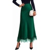 image:imageBTFBM Lace Trim Satin Skirts for Women ElegantDark Green