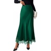 image:imageBTFBM Lace Trim Satin Skirts for Women ElegantDark Green