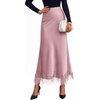 image:imageBTFBM Lace Trim Satin Skirts for Women ElegantPink