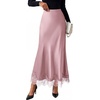 image:imageBTFBM Lace Trim Satin Skirts for Women ElegantPink