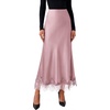 image:imageBTFBM Lace Trim Satin Skirts for Women ElegantPink
