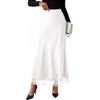 image:imageBTFBM Lace Trim Satin Skirts for Women ElegantWhite
