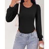 image:imageBTFBM Long Puff Sleeve Bodysuits for Women 2026Black