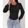 image:imageBTFBM Long Puff Sleeve Bodysuits for Women 2026Black