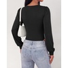 image:imageBTFBM Long Puff Sleeve Bodysuits for Women 2026Black