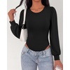 image:imageBTFBM Long Puff Sleeve Bodysuits for Women 2026Black