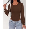 image:imageBTFBM Long Puff Sleeve Bodysuits for Women 2026Brown