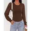image:imageBTFBM Long Puff Sleeve Bodysuits for Women 2026Brown