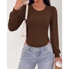 image:imageBTFBM Long Puff Sleeve Bodysuits for Women 2026Brown