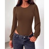 image:imageBTFBM Long Puff Sleeve Bodysuits for Women 2026Brown
