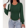 image:imageBTFBM Long Puff Sleeve Bodysuits for Women 2026Dark Green