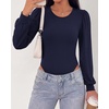 image:imageBTFBM Long Puff Sleeve Bodysuits for Women 2026Navy Blue