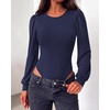 image:imageBTFBM Long Puff Sleeve Bodysuits for Women 2026Navy Blue