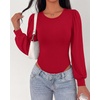 image:imageBTFBM Long Puff Sleeve Bodysuits for Women 2026Red