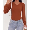 image:imageBTFBM Long Puff Sleeve Bodysuits for Women 2026Red Brown