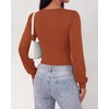 image:imageBTFBM Long Puff Sleeve Bodysuits for Women 2026Red Brown