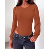 image:imageBTFBM Long Puff Sleeve Bodysuits for Women 2026Red Brown