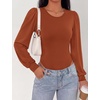 image:imageBTFBM Long Puff Sleeve Bodysuits for Women 2026Red Brown