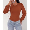 image:imageBTFBM Long Puff Sleeve Bodysuits for Women 2026Red Brown