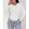image:imageBTFBM Long Puff Sleeve Bodysuits for Women 2026White