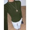 image:imageBTFBM Long Sleeve T Shirts for Women Ruffle Mock Neck TopsArmy Green