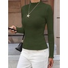 image:imageBTFBM Long Sleeve T Shirts for Women Ruffle Mock Neck TopsArmy Green