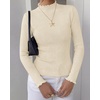 image:imageBTFBM Long Sleeve T Shirts for Women Ruffle Mock Neck TopsBeige