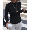image:imageBTFBM Long Sleeve T Shirts for Women Ruffle Mock Neck TopsBlack
